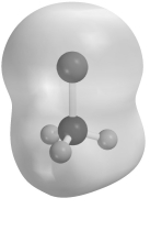 Electrostatic potential maps use color to portray the calculated electron distribution in a molecule.Atoms that are electron poor and carry a δ+ charge are shown in blue.Atoms that are electron rich and carry a δ- charge are shown in red.Atoms with little or no charge are shown in green.The electrostatic potential map of CH<sub>3</sub>Cl below should show   A) C blue and Cl red. B) C blue and Cl green. C) C green and Cl blue. D) C red and Cl blue.