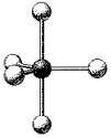 What is the geometry around the central atom in the following molecular model of PF<sub>5</sub>?   A) trigonal bipyramidal B) seesaw C) T-shaped D) linear