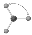 Shown below is a model of SiH<sub>4</sub> having an orientation in which one or more atoms are hidden from view.What is the indicated bond angle?   A) less than 109.5° B) 109.5° C) less than 120° but greater than 109.5° D) 120°