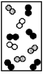 In the diagram below,nitrogen molecules are represented by unshaded spheres,oxygen molecules by gray spheres,and chlorine molecules by black spheres.   -If the total pressure in the container is 100.mm Hg,what is the partial pressure of chlorine? A) 10.0 mm Hg B) 20.0 mm Hg C) 30.0 mm Hg D) 50.0 mm Hg