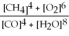 Write the equilibrium equation for the forward reaction: 4 CH<sub>4</sub> (g) + 6 O<sub>2</sub> (g) ⇌ 4 CO (g) + 8 H<sub>2</sub>O (g)  A) K<sub>c</sub> =   B) K<sub>c</sub> =   C) K<sub>c</sub> =   D) K<sub>c</sub> =  
