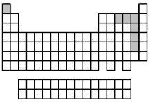 At 25°C the elements indicated by the shaded area in the following periodic table are all   A) diatomic molecules. B) gases. C) liquids. D) solids.