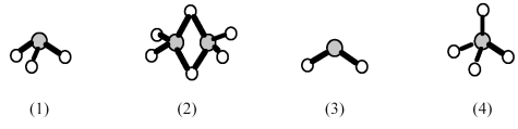     -Which element indicated on the above periodic table forms a binary hydride with molecular structure (1) shown above? A) element A B) element B C) element C D) element D