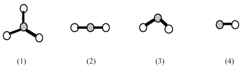     -Which element indicated on the above periodic table forms a binary oxide with molecular structure (3) shown above? A) element A B) element B C) element C D) element D
