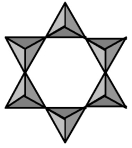 The silicate ion shown in the picture below combines with beryllium and aluminum to form the mineral beryl.What is the formula and charge of the silicate ion?   A) Si<sub>6</sub>O<sub>6</sub><sup>12+</sup> B) Si<sub>6</sub>O<sub>12</sub><sup>2-</sup> C) Si<sub>6</sub>O<sub>18</sub><sup>12-</sup> D) Si<sub>6</sub>O<sub>24</sub><sup>24-</sup>