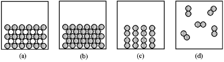 Each of the pictures (a) -(d) represents one of the following substances at 25°C: potassium,fluorine,iodine,potassium fluoride,not necessarily in that order.   -Which picture corresponds to fluorine? A) picture (a)  B) picture (b)  C) picture (c)  D) picture (d) 