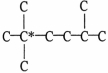 The carbon skeleton of an alkane is shown below.How many hydrogen atoms are bonded to the carbon marked with a *?   A) 0 B) 1 C) 2 D) 3 E) 4