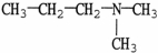 Which molecule shown is N,N-dimethylethylamine? A) CH<sub>3</sub>CH<sub>2</sub>CH<sub>2</sub>CH<sub>2</sub>CH<sub>2</sub> H<sub>2</sub> B)    C)    D)    E)   