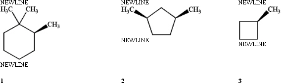 <strong>Which of the following compounds is (are) achiral? </strong> A) only 1 B) only 1 and 2 C) only 2 and 3 D) 1, 2 and 3