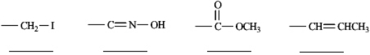 Rank each set of substituents using the Cahn-Ingold-Prelog sequence rules by numbering the highest priority substituent 1 and numbering the lowest priority substituent 4. Place the number in the blank below the substituent.  <div style=padding-top: 35px> 