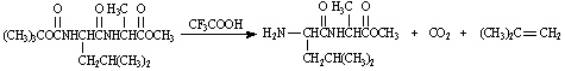 BOC protecting groups are generally removed by treatment with trifluoroacetic acid.   On the structures provided below, draw arrows consistent with electron flow in the mechanism of this reaction.  