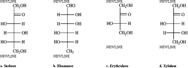 Instructions: Refer to the monosaccharides below to answer the following question(s).   Refer to instructions. Draw both chair conformations of the a-anomer of rhamnose in its pyranose form. Circle the more stable conformation.<div style=padding-top: 35px> 