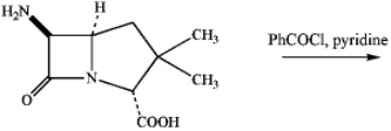 Draw the major product of the following reaction (which affords a penicillin derivative).  