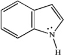 Instructions: Indole is pleasant smelling in highly dilute solutions and has been used in perfumery. Use the structure of indole, below, to answer the following question(s). Refer to instructions. Indole can function as a Lewis base in the presence of strong acid. Formulate a reaction, using a generic acid (HA), showing electron flow with arrows, that demonstrates this reactivity of indole.
