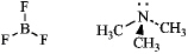 Write an equation for the reaction of boron trifluoride, an important reagent in organic chemistry, with trimethylamine. Represent the movement of electrons with a curved arrow, and show the formal charges on the atoms in the product.  
