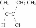 The name of the molecule shown is   A) cis-3-chloro-2-pentene. B) trans-3-chloro-2-pentene. C) cis-3-chloro-3-pentene. D) trans-3-chloro-3-pentene. E) monochloro-2-cis-pentene.