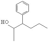 What is the line bond drawing for 2-phenyl-3-pentanol A)    B)    C)    D)    E)   