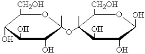 A)What is the name of the following disaccharide? B) What two monosaccharides compose it? C) What type of glycosidic linkage is between the two?  