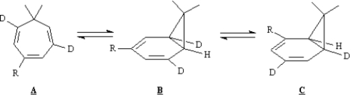 Exhibit 30-6 Consider the reaction sequence below to answer the following question(s):   -Refer to Exhibit 30-6.Explain the stereochemistry of product B.