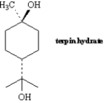 Draw the most stable chair conformation of terpin hydrate.  