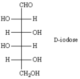 The Fischer projection for D-iodose corresponds to which pyranose below?   A)    B)    C)    D)   