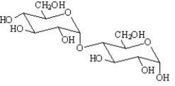 Exhibit 25-9 Choose a structure from the list provided below that best fits each of the following descriptions.Place the letter of the structure in the blank to the left of the description.There is only one correct answer for each question. -_____ a 1,4' β-glycoside A)   B)   C)   D)   E)   F)  
