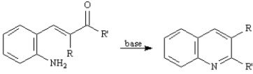 Exhibit 23-3 Consider the data below to answer the following question(s): The Friedlander Quinoline Synthesis,first reported in 1882,is the base-catalyzed condensation of 2-aminobenzaldehydes with ketones to form quinoline derivatives.   -Refer to Exhibit 23-3.The second step of the Friedlander Quinoline Synthesis is a nucleophilic addition of a primary amine to a ketone yielding an imine.Write the complete stepwise mechanism for this imine forming reaction.Show all electron flow with arrows and show all intermediate structures.  