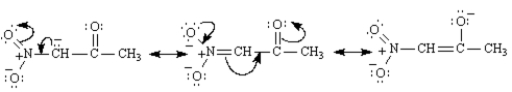 The methylene hydrogens are the most acidic because they are flanked by two electron-withdrawing groups,−NO<sub>2</sub> and C=O.The enolate generated by their removal is highly resonance stabilized;it has three resonance forms.   In contrast,the enolate generated by the abstraction of a methyl proton is stabilized by only one electron-withdrawing group and has two resonance forms:  