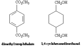 Exhibit 21-9 Refer to the data below to answer the following question(s) : Kodel is a staple and filament fiber prepared from dimethyl terephthalate and 1,4-cyclohexanedimethanol.Fabric made from Kodel has good crease resistance.   -Refer to Exhibit 21-9.Kodel is an example of: A) a polyurethane B) a polyester C) a polyamide D) a polycarbonate