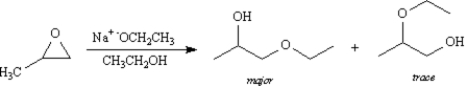 When 1,2-epoxypropane is treated with sodium ethoxide in ethanol 1-ethoxy-2-propanol is the major product while only a trace amount of 2-ethoxy-1-propanol is produced.Explain these results based on the reaction mechanism.  