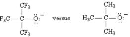 Explain why nonafluoro-2-methyl-2-propoxide is a much weaker base than tert-butoxide.  