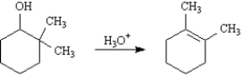 Acid-catalyzed dehydration of 2,2-dimethylcyclohexanol yields 1,2-dimethylcyclohexene as one of the major products.Write the complete stepwise mechanism for this reaction.Show all electron flow with arrows and show all intermediate structures.  