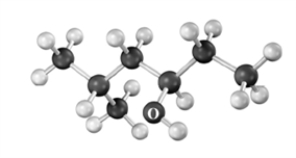 The mass spectrum for the following compound would have a peak at which m/z ratio due to dehydration? Atoms other than carbon and hydrogen are labeled.   A) 116 B) 98 C) 87 D) 59