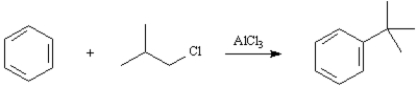 Exhibit 16-6 To answer the following question(s),refer to the data below: Isobutylbenzene is the starting material for the industrial synthesis of the NSAID,ibuprofen.   -Refer to Exhibit 16-6.Attempts to prepare isobutylbenzene by direct Friedel-Crafts alkylation of benzene result in tert-butylbenzene as the major product.Write the complete stepwise mechanism for this reaction,showing all electron flow with arrows and showing all intermediate structures.  