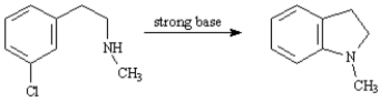 The following reaction proceeds by an intramolecular nucleophilic aromatic substitution mechanism.Write the complete stepwise mechanism,showing all intermediate structures and all electron flow with arrows.  