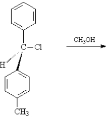 For the substitution reaction:   Draw the structure present at the point indicated by the asterisk (*) on the following energy diagram.Identify the reactant as R or S or neither.  