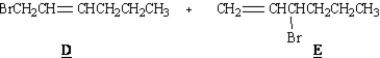 Exhibit 10-4 Consider the reaction below to answer the following question(s).   Refer to Exhibit 10-4.D and E,below,are minor products in this reaction.Explain why.  <div style=padding-top: 35px> 