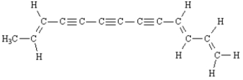 Exhibit 9-1 The compound below has been isolated from the safflower plant.Consider its structure to answer the following question(s). ​   -Refer to Exhibit 9-1.What is the molecular formula for this natural product?