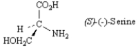 Exhibit 5-6 Refer to the structure below to answer the following question(s) . ​   -Refer to Exhibit 5-6.(S) -(−) -Serine: A) is dextrorotatory B) rotates plane-polarized light in a counterclockwise direction C) rotates plane-polarized light in a clockwise direction D) is racemic