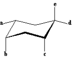 Exhibit 4-1 Refer to the structure below to answer the following question(s):   -Refer to Exhibit 4-1.Which of the labeled bonds are trans to bond b?