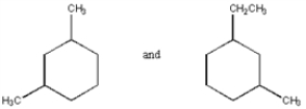 Exhibit 3-3 Label the following pairs of compounds as: -_____   A) identical B) constitutional isomers C) neither Place the letter of the correct answer in the blank.