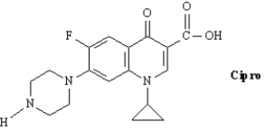 Exhibit 3-5 Cipro (Ciprofloxacin) is a synthetic broad spectrum antibacterial agent.It was most recently in the news as the antibiotic of choice for the treatment of anthrax.The structure of Cipro is shown below.   -Refer to Exhibit 3-5.Circle the functional groups in the Cipro representation above.