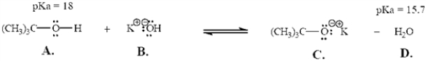Exhibit 2-6 Refer to the following equation to answer the question(s) below.Place the letter corresponding to the correct answer in the blank.   -Refer to Exhibit 2-6.The strongest Brønsted-Lowry base in the equation is ______.