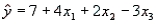 A multiple regression model has the form   . As   increases by 1 unit, with   and   held constant, what is expected to happen to y on average? A)  It will increase by 1 unit. B)  It will decrease by 3 units. C)  It will decrease by 4 units. D)  It will increase by 10 units.