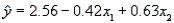 In reference to the equation   , the value 0.63 is the average change in   per unit change in   , regardless of the value of   .