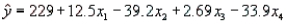 Consider the following partial output generated using a statistical software: The regression equation is     S = 15.51 R-Sq = 95.2% R-Sq(adj) = 90.3%  a. Which, if any, of the terms should be removed from the model first? Justify your answer. (Use a significance level of 0.05.) b. Which of the predictors makes the most significant contribution in predicting the dependent variable y? Justify your answer. c. Find and interpret the coefficient of determination.
