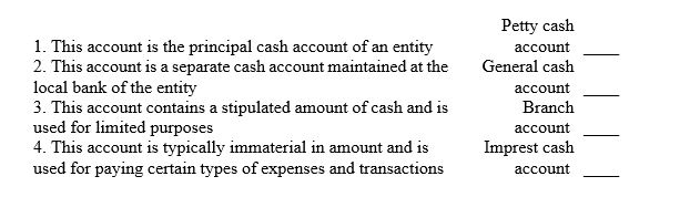 Match the type of bank account with its definition:   