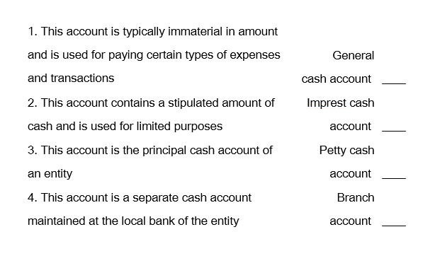 Match the type of bank account with its definition:   