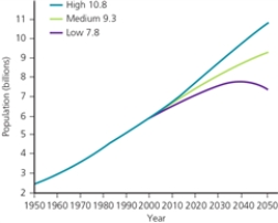 WORLD POPULATION GRAPH    -According to the graph,what is the highest projected world population for the year 2040?