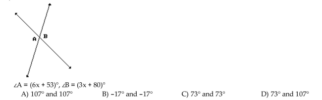Find the measure of the angles.